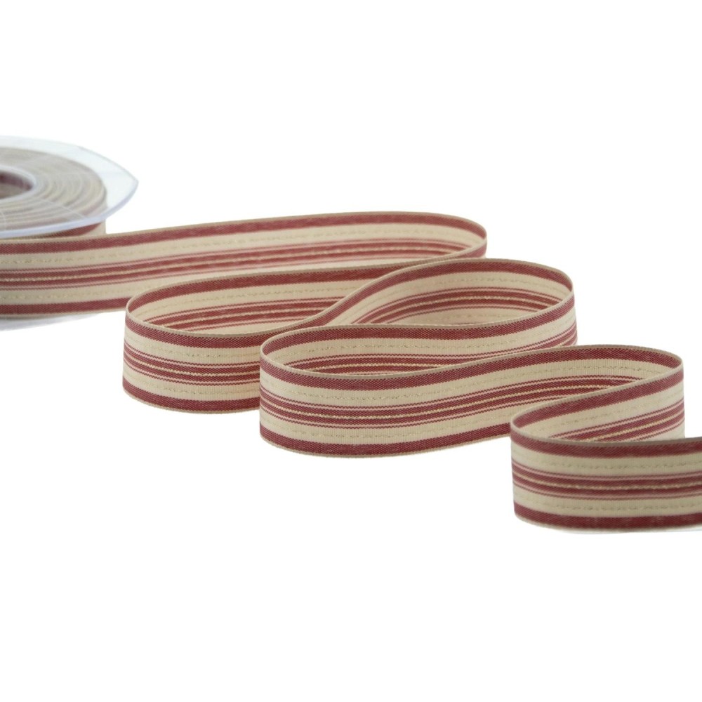 NASTRO AMARANTO STRIPE RIGATO 25MM. 20MT.